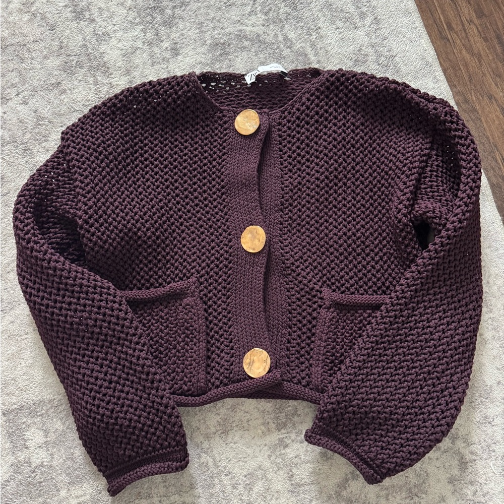 Zara Deep Brown Knit Cardigan
